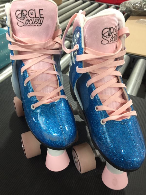 Photo 3 of Circle Society Bling Bubble Gum Girls' Roller Skates, Med Blue, [Size 3-7 YOUTH]