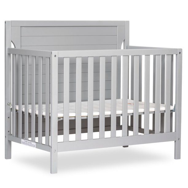 Photo 1 of Dream On Me Bellport 4 in 1 Convertible Mini/Portable Crib, Mini Baby Crib, Includes 1.5 Mattress In Pebble Gray