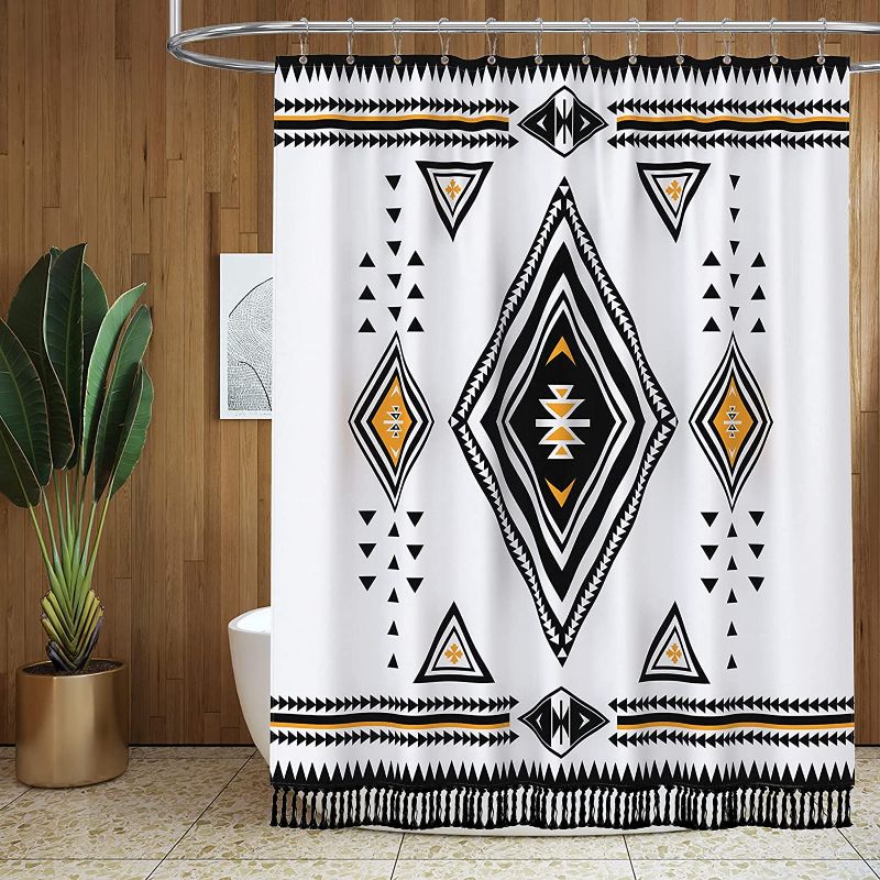 Photo 1 of BTTN Boho Shower Curtain with Tassels - 72" x 72"