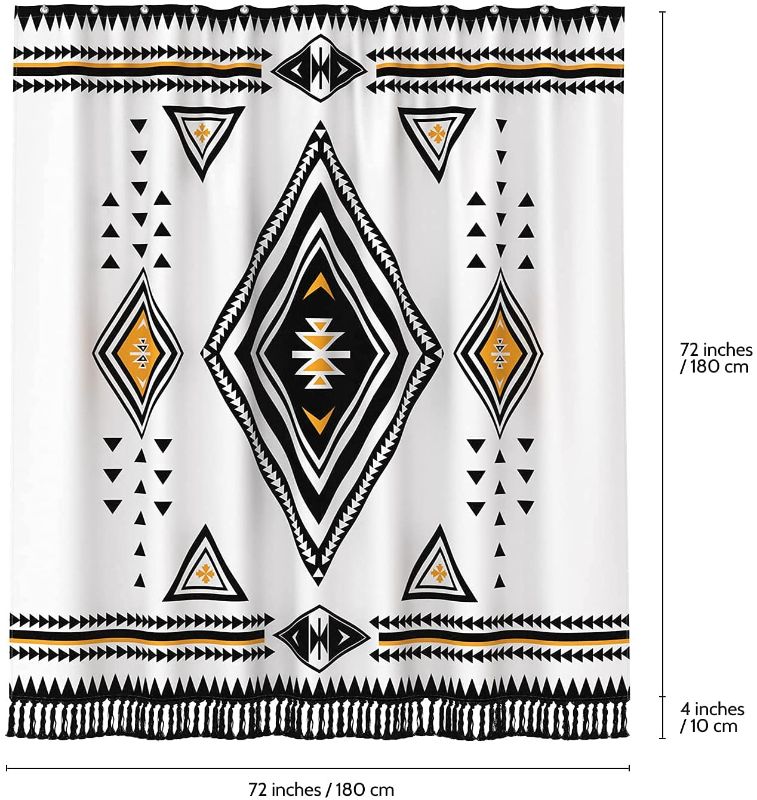 Photo 3 of BTTN Boho Shower Curtain with Tassels - 72" x 72"