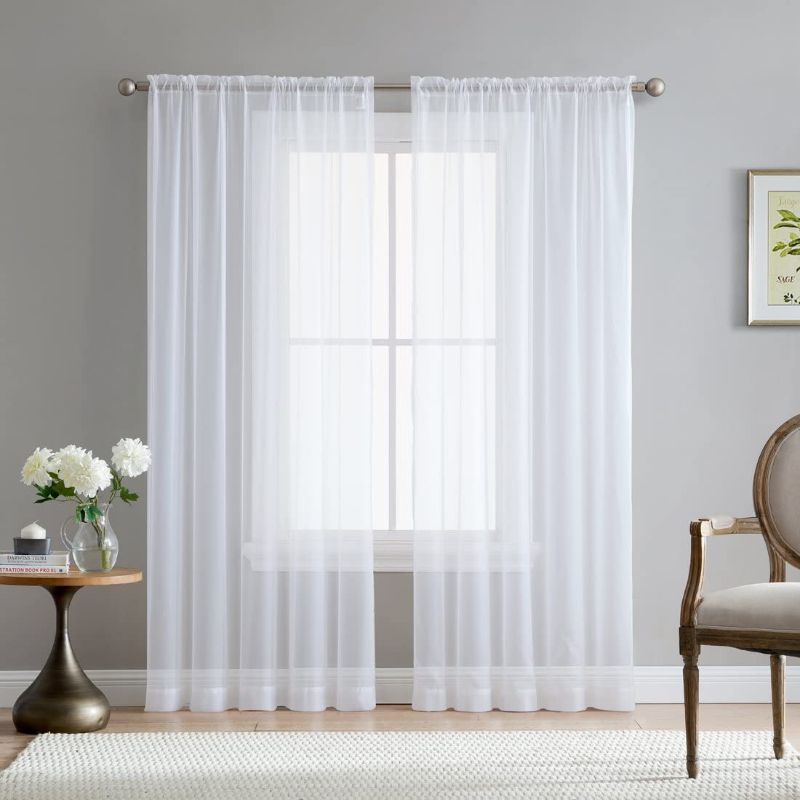 Photo 1 of 4 Pack Sheer Voile Window Curtain Panels [52x84in]