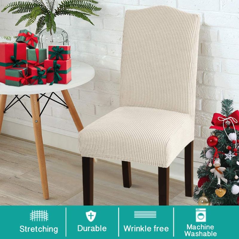 Photo 1 of 2 Pack Turquoize Dining Chair Cover- beige