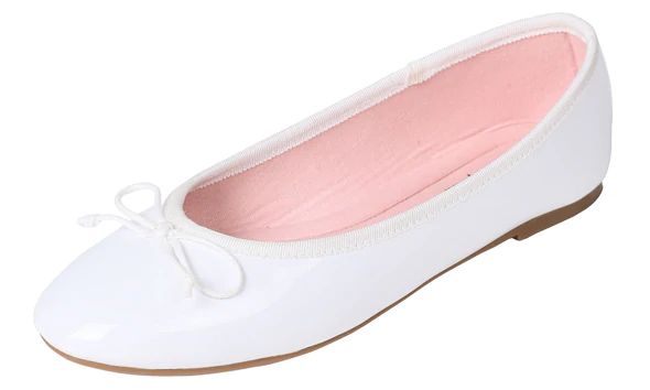 Photo 1 of Feversole Women's Macaroon White Memory Foam Cushion Insock Patent Ballet Flat [Size 41]