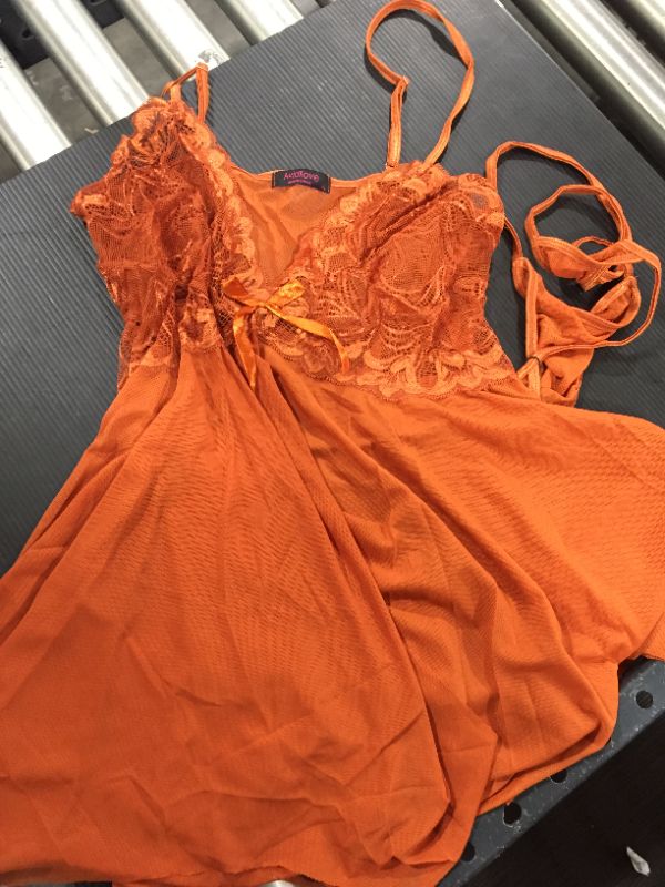 Photo 2 of Avidlove Plus Size Lingerie Babydoll Chemise- Orange [Size XL]