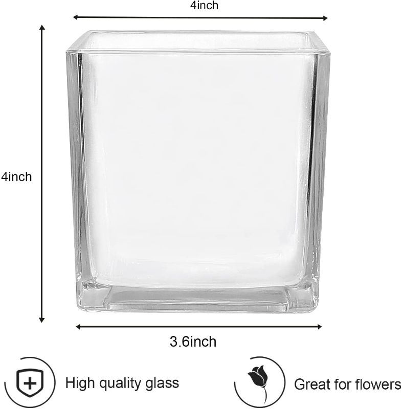 Photo 2 of 6 Pack Clear Square Glass Vases 4x4x4