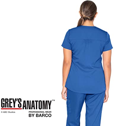 Photo 2 of Grey's Anatomy Women's 71166 Two Pocket V-Neck Scrub Top With Shirring Back [Size L]