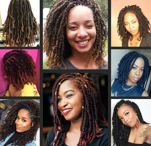 Photo 1 of 8 Packs Spring Twist Hair 8 Inch Bomb Passion Twist Crochet Hair for Butterfly Locs Ombre Spring Twist Crochet Hair Braiding Extensions (T1B/27)