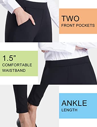Photo 1 of Bamans Women's Skinny Leg Work Pull on Slim Stretch Yoga Dress Pants w/Tummy Control [Size XL]