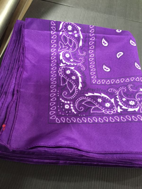 Photo 2 of 10 Pack Purple Paisley Silk Bandanas
