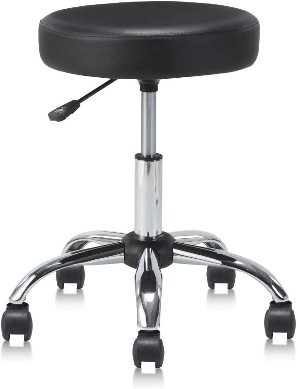 Photo 1 of KLASIKA Round Rolling Stool Swivel with Wheels Adjustable Height Heavy Duty Wide Seat Drafting Stool Chair for Office Salon Massage Spa Medical Tattoo Beauty
