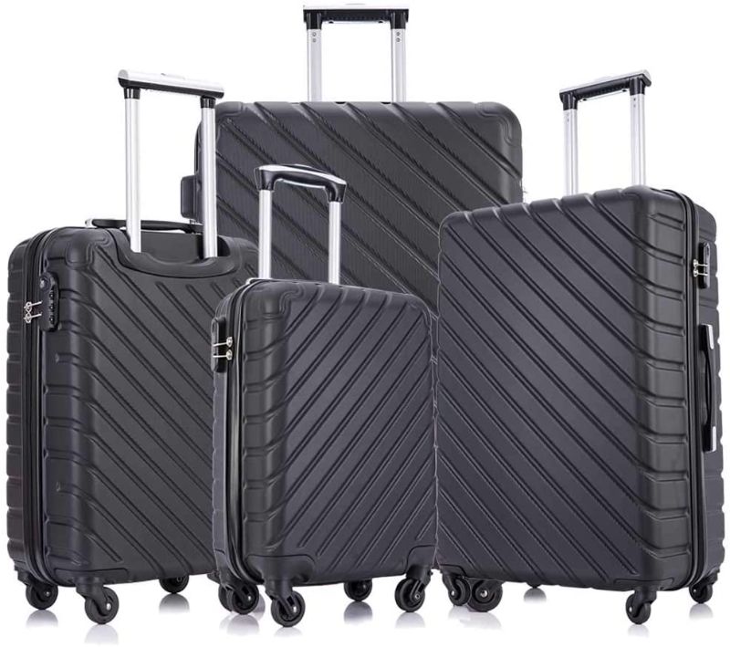 Photo 1 of Fridtrip Carry On Luggage with Spinner Wheels Luggage Sets Travel Suitcase Hardshell Lightweight (Black, 4 PCS)
