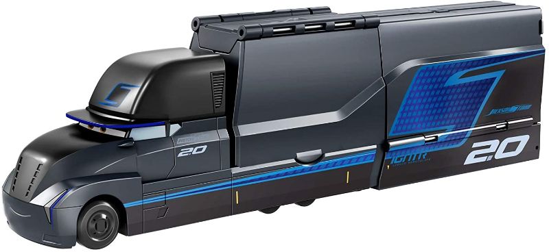 Photo 1 of Disney Pixar Cars Jackson Storm Launching Hauler, Miniature Racecar Carrier Toys For Racing Play, Small, Portable, Collectible Automobile Toys Based on Cars Movies, Toys for Kids Age 3 and Up
