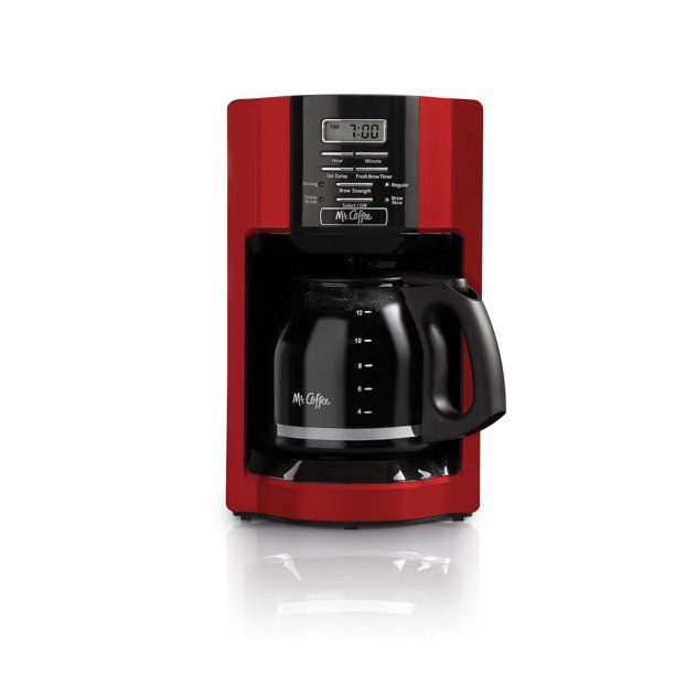 Photo 1 of Mr. Coffee 12-Cup Programmable Coffeemaker, Rapid Brew, Red
