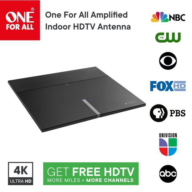 Photo 1 of One For All 16472 Amplified Indoor Smart TV Antenna - Supports 4K 1080p
