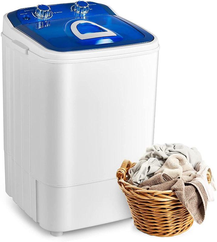 Photo 1 of Tiktun Portable Laundry XPB46-1218-Black Mini Single Tub Machine w/Wash and Spin Cycle,11lbs Capacity for Camping,Apartments,Dorms,RV, Blue
