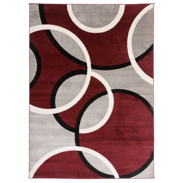 Photo 1 of Contemporary Abstract Circles Area Rug 3'3" x 5' Red
