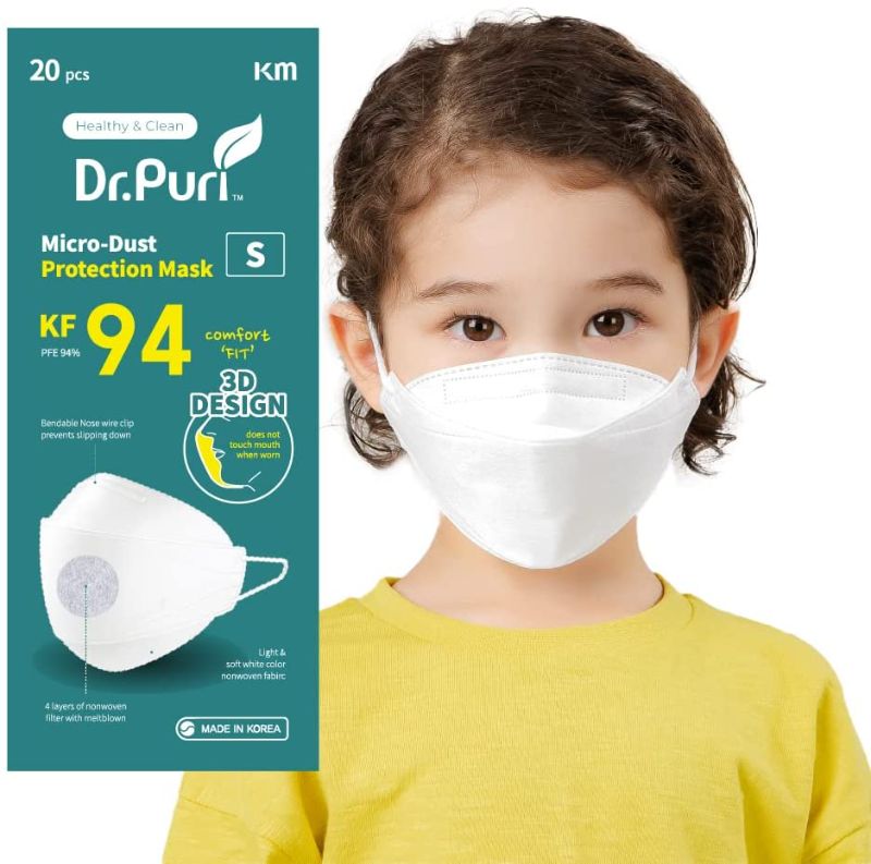 Photo 1 of [20 Pack] Dr.Puri New Micro-Dust Protection Face Premium Mask (KF94) White Small
