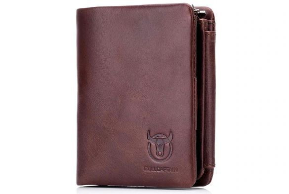 Photo 1 of Bullcaptain Leather Triflod Rfid Blocking Men Zipper Wallet With Coin Pocket - 02