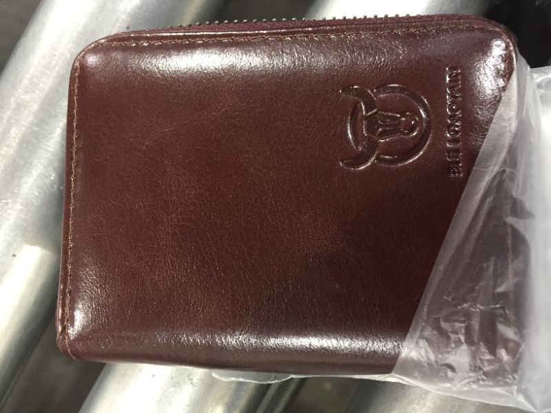 Photo 2 of Bullcaptain Leather Triflod Rfid Blocking Men Zipper Wallet With Coin Pocket - 02