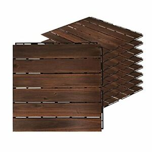 Photo 1 of Acacia Hardwood Interlocking Deck Tiles - Walnut Straight - 12"×12" 9pcs 