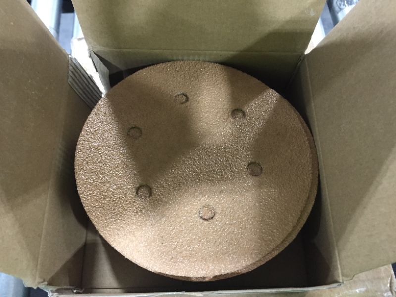 Photo 2 of 40 Grit 6" Gold Hook & Loop 6-Hole Sanding Discs for DA Sanders - Box of 25