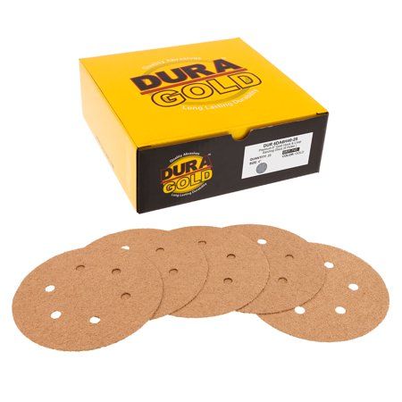 Photo 1 of 40 Grit 6" Gold Hook & Loop 6-Hole Sanding Discs for DA Sanders - Box of 25