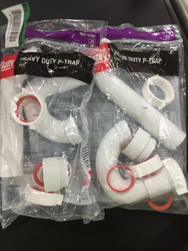 Photo 1 of [2 Pack] OATEY 1-1/2 in. PVC Heavy Duty P-Trap, White
