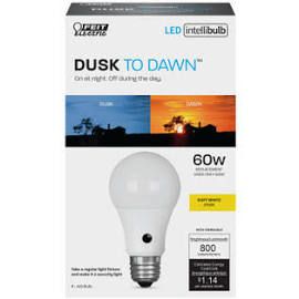 Photo 1 of [3 Pack] 60W Equivalent Soft White (2700K) A19 IntelliBulb Dusk to Dawn CEC Title 20 Compliant 90+ CRI LED Light Bulb
