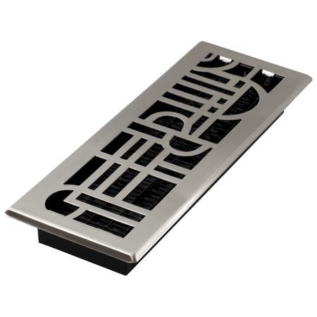 Photo 1 of [2 Pack]  Decor Grates 4 X 14 Steel Plated Brushed Nickel Finish Art Deco Design Floor Register
