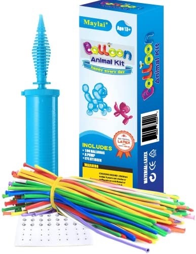 Photo 1 of 100 Pack of Balloon Animal Kit Twisting Balloons with Pump
