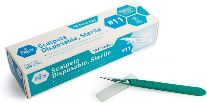 Photo 1 of [2 Pack] Medpride Disposable Scalpel Blades| #11 Sharp, Tempered Stainless-Steel Blades | Pack of 10