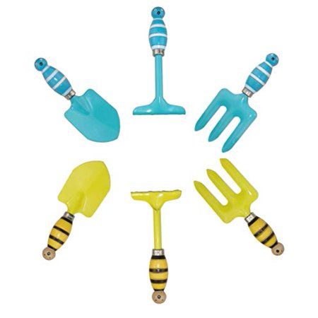 Photo 1 of Kids Gardening Tool Sets Strip Bee Handle Pack of 2 Sets (Blue+ Yellow) 