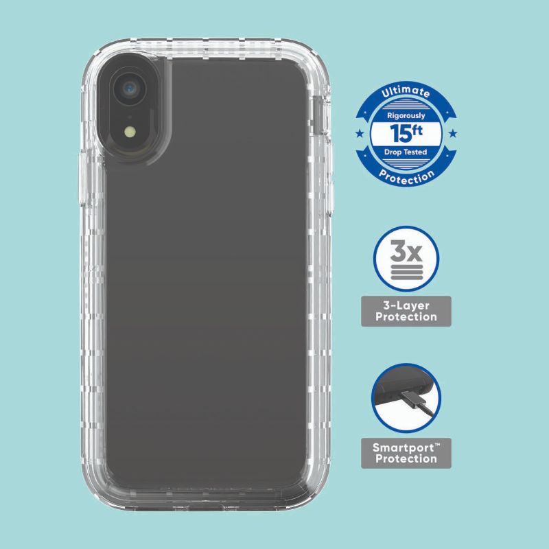 Photo 1 of Onn. Rugged Case with Built-in Antimicrobial for iPhone XR, Clear
