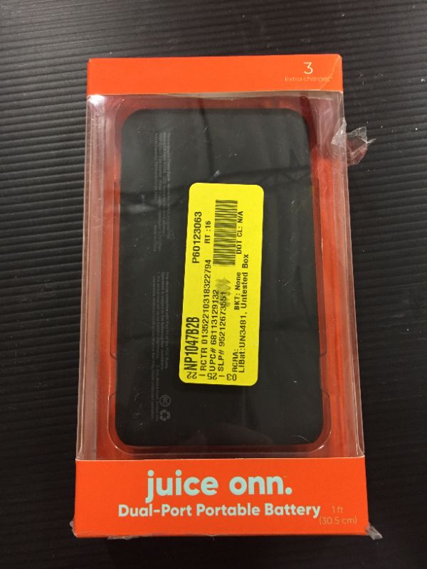 Photo 2 of Onn. Dual-Port Portable Battery, 3x Charge, 10000 MAh - Black
