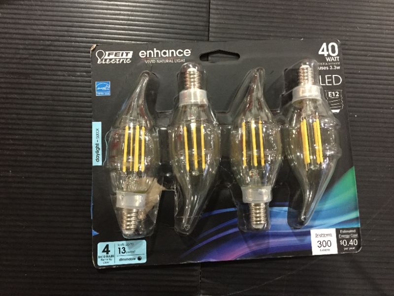 Photo 2 of 3910874 Enhance 3.3W Flame Tip Filament LED Bulb, 300 Lumens - Daylight
