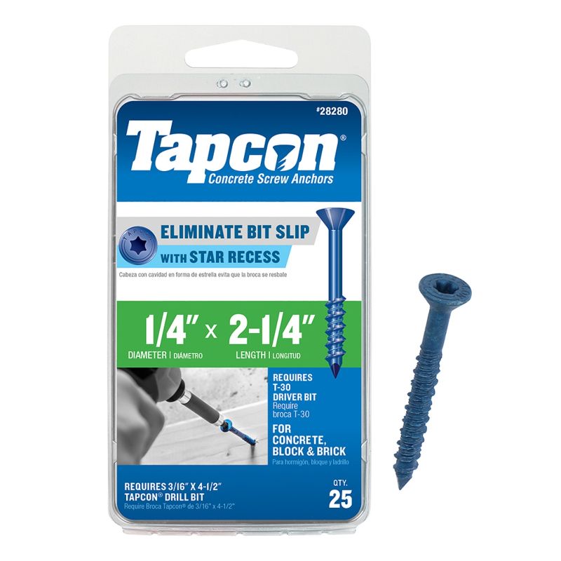 Photo 1 of 2.25 in. Star Flat Head Concrete Screws, Pack of 25