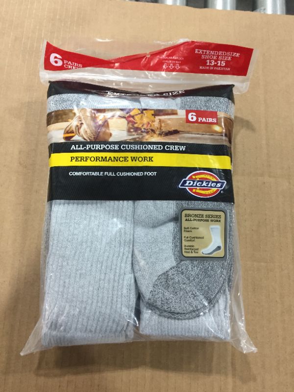 Photo 2 of Dickies All-purpose Work Stain Resister Crew Socks (Grey) 13-15