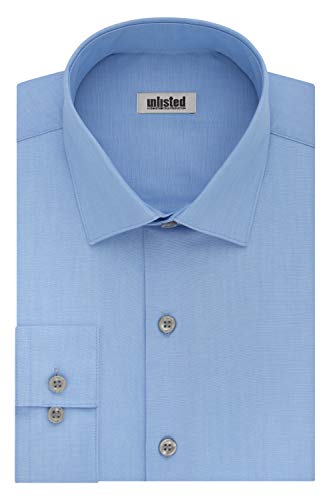 Photo 1 of Kenneth Cole Unlisted Men's Dress Shirt Slim Fit Solid , Slim Light Blue, 17"-17.5" Neck 34"-35" Sleeve