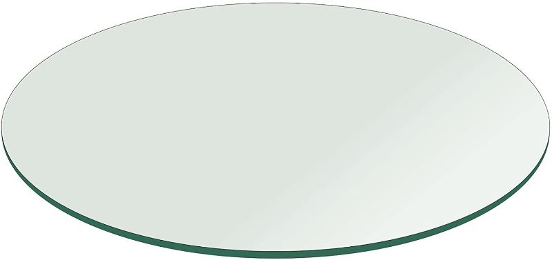 Photo 1 of Fab Glass and Mirror 46 Inch Round 1/4 Inch Thick Flat Polished Tempered Glass Table Top, Clear