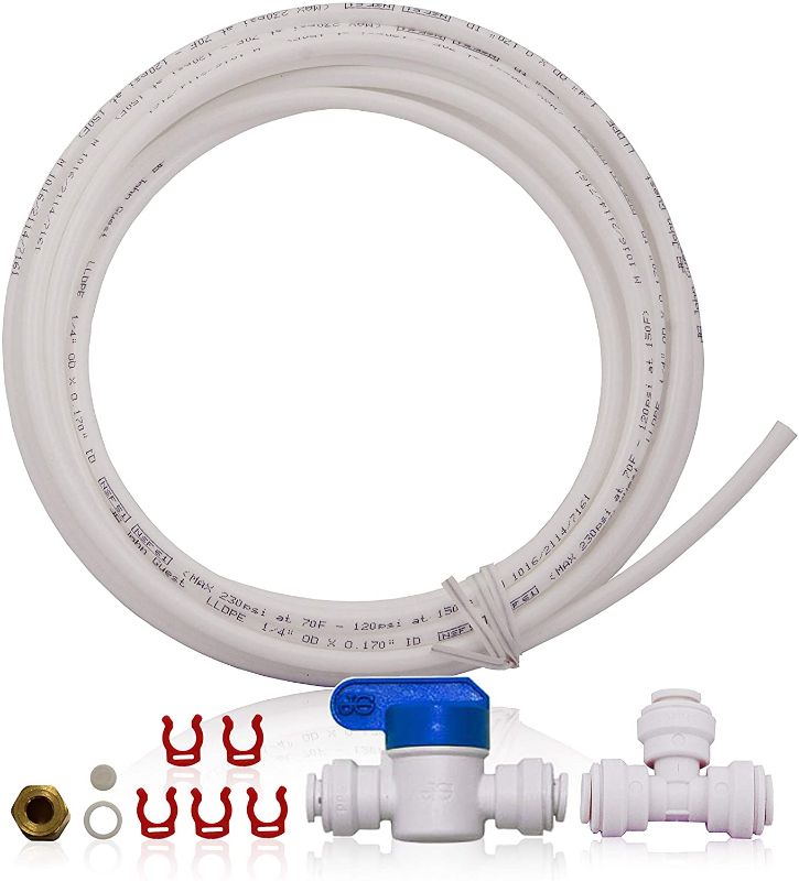 Photo 1 of APEC Water Systems ICEMAKER-KIT-RO-1-4 Ice Maker Installation Kit for Standard 1/4" Output Reverse Osmosis Systems, Refrigerator and Water Filters, 1 Count (Pack of 1), White