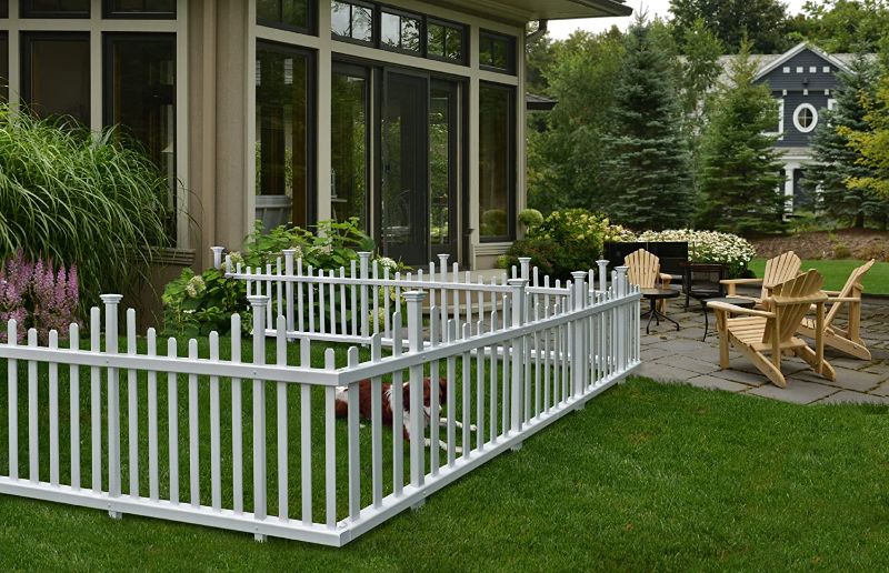 Photo 1 of Zippity Outdoor Products ZP19001 No Dig Madison Vinyl Picket Fence, White, 30" x 56.5" (1 Box, 2 Panels), 1 x Pack of 2