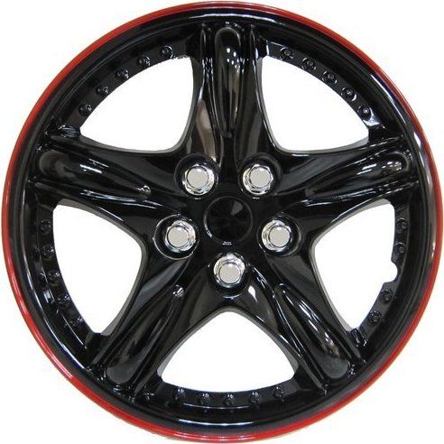 Photo 1 of 14" Sea Star Wheel Covers, Set of 4, Black with Red Trim