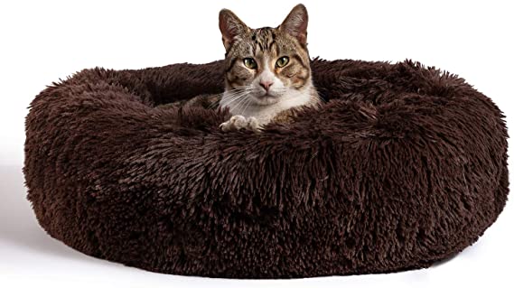 Photo 1 of Best Friends by Sheri The Original Calming Donut Cat and Dog Bed in Shag Fur, Machine Washable, High Bolster, (23' x 23')