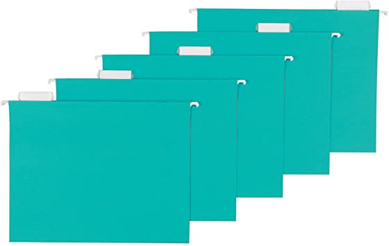 Photo 1 of AmazonBasics Hanging Folders, Letter Size, Aqua, 10Pack & File Folders, Letter Size