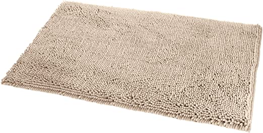 Photo 1 of Amazon Basics Non-Slip Microfiber Shag Bathroom Rug Mat, 21" x 34", Beige