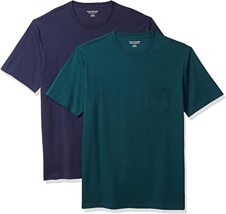 Photo 1 of Amazon Essentials Men's 2-Pack Slim-fit Short-Sleeve Crewneck Pocket T-Shirt