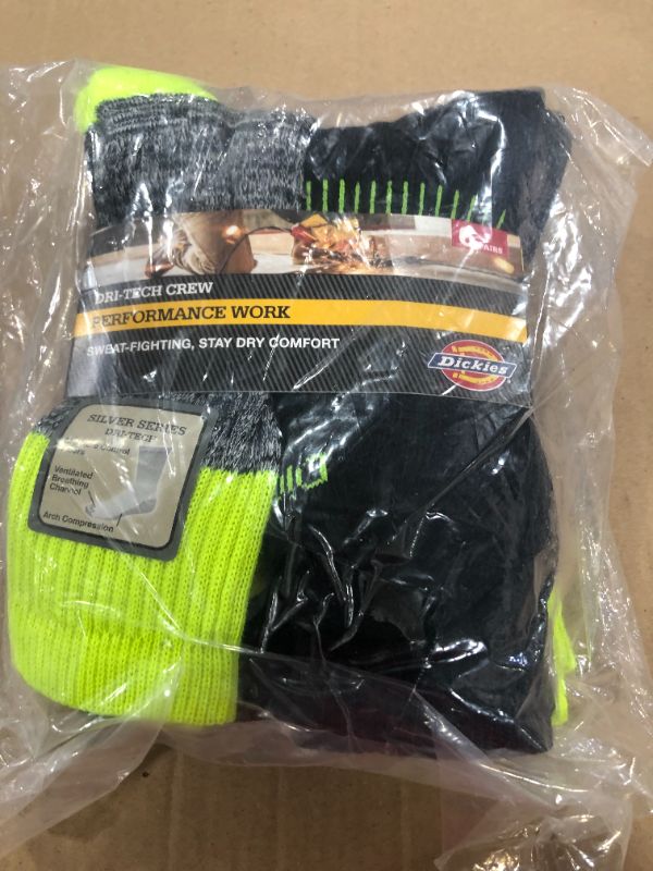 Photo 2 of Dickies Men's Dri-Tech Comfort Crew Work Socks 6-Pack Black/Bright Yellow, Large - Western and Thermal Socks at Academy Sports