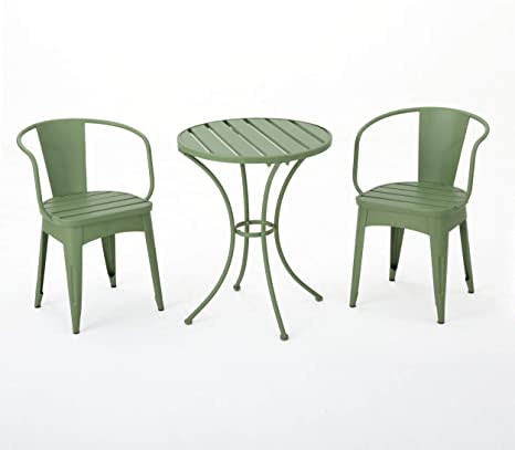 Photo 1 of Christopher Knight Home 301053 Colmar Outdoor Iron Bistro Set, 3-Pcs Set, Matte Green