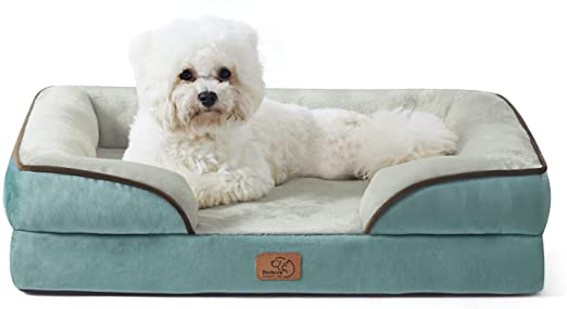 Photo 1 of Bedsure Orthopedic Dog Bed, Bolster Dog Beds for Medium/Large/Extra Large Dogs - Foam Sofa with Removable Washable Cover, Waterproof Lining and Nonskid Bottom Couch MEDIUM