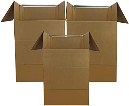 Photo 1 of Amazon Basics Wardrobe Clothing Moving Boxes with Bar - 20" x 20" x 34", 3-Pack